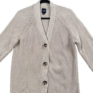 Vintage GAP Oatmeal Shaker Knit Cardigan M Chunky Cozy Cottagecore Quiet Luxury